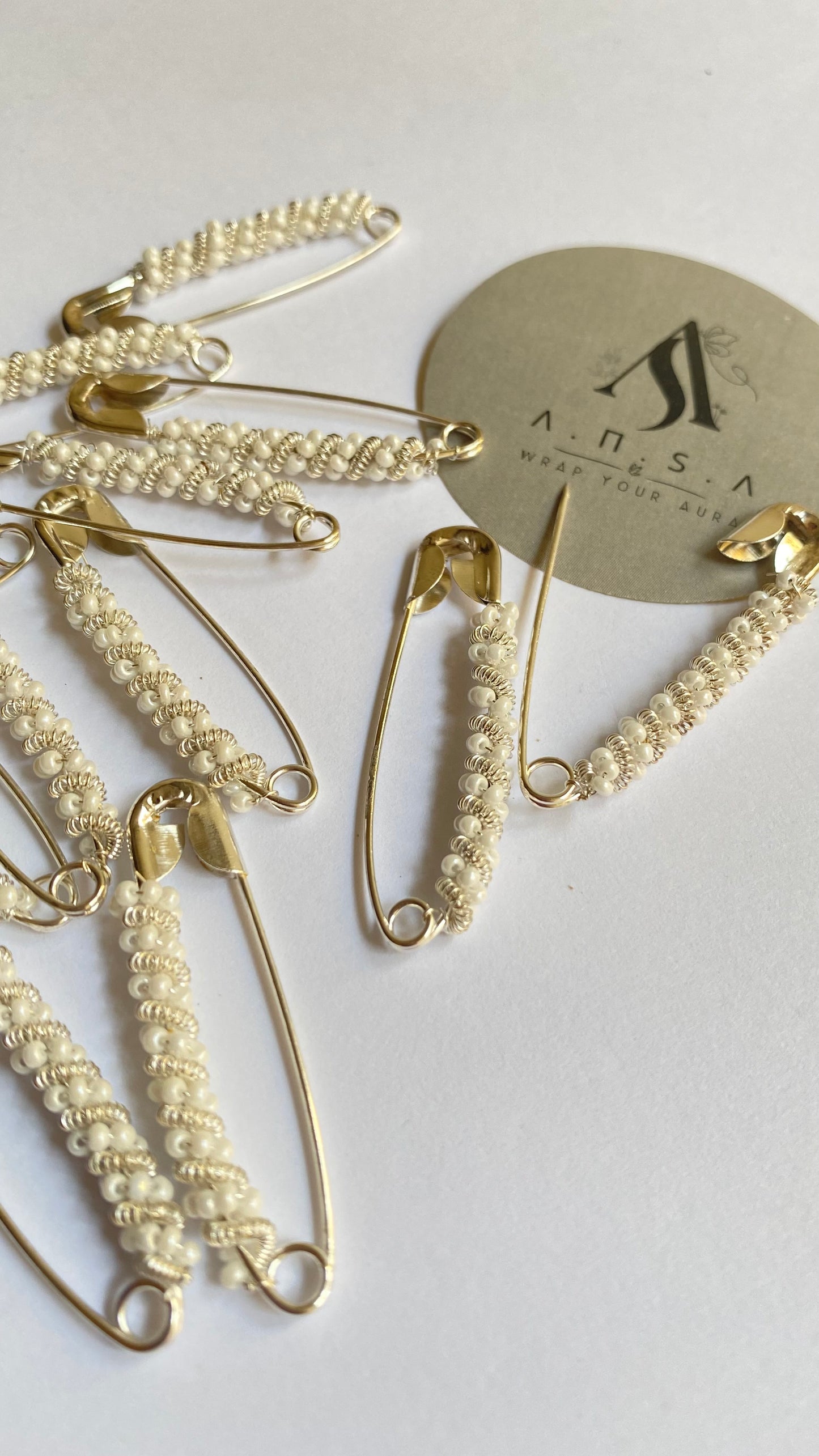 Fancy White Safety pins